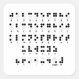 Braille alfabet, symbool voor blinde letters vierkante sticker