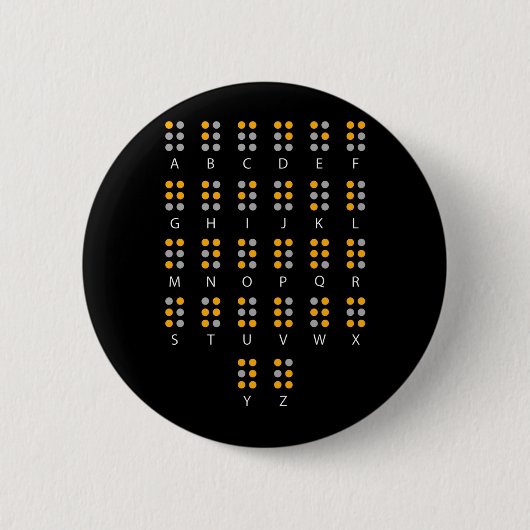 Braille Alphabet Blind Art Ronde Button 5,7 Cm (Voorkant)