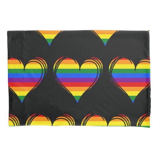 Braille "Love is Love" Rainbow Heart Kussensloop (Voorkant)