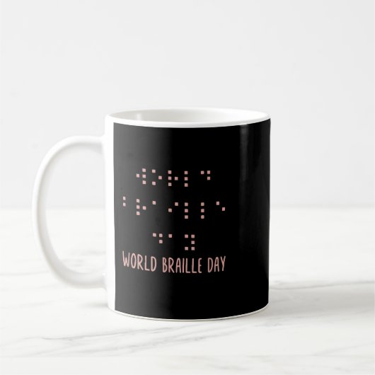 Braille Shirt, Wereld Braille Dag, Braille Awarene Koffiemok (Links)