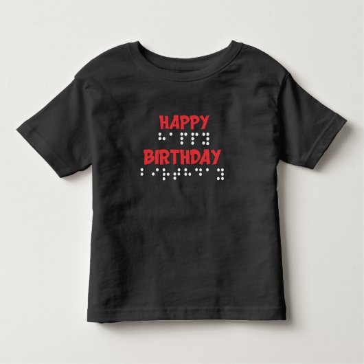 Braille Stippen - Happy Birthday t-shirt Blind (Voorkant)