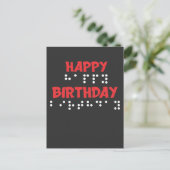 braille Stippen - Happy Birthday t shirt Blind Briefkaart (Staand voorkant)