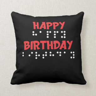 Braille Stippen - Happy Birthday t-shirt Blind Kussen