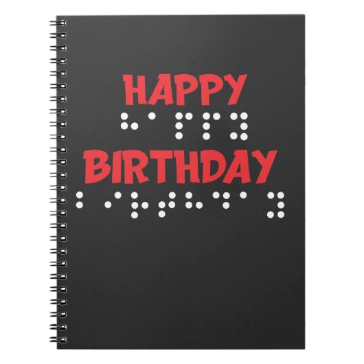 Braille Stippen - Happy Birthday t-shirt Blind Notitieboek (Voorkant)