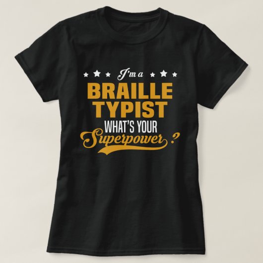Braille-typist T-shirt (Design voorkant)