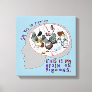 Brain aan duiven canvas afdruk