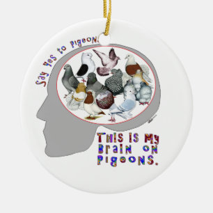 Brain aan duiven keramisch ornament