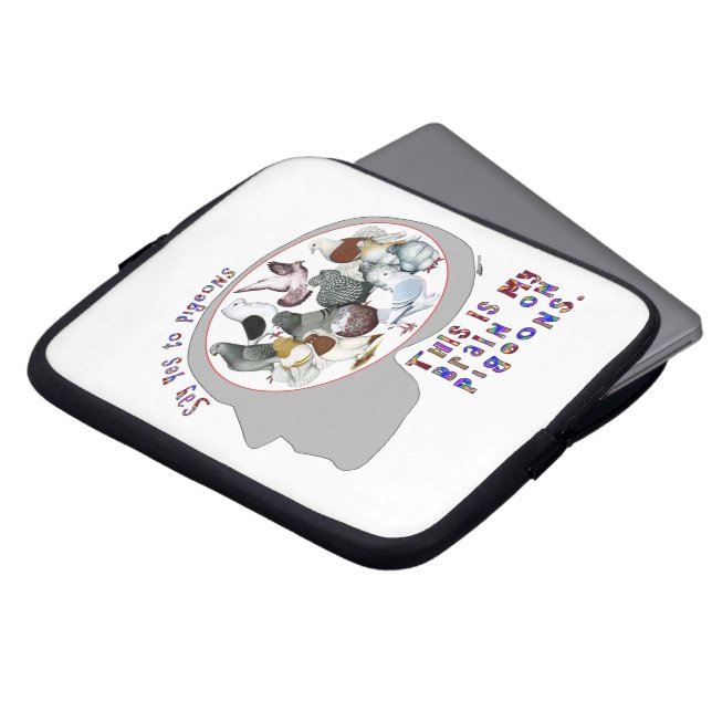Brain aan duiven laptop sleeve (Voorkant top)