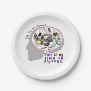 Brain aan duiven papieren bordje