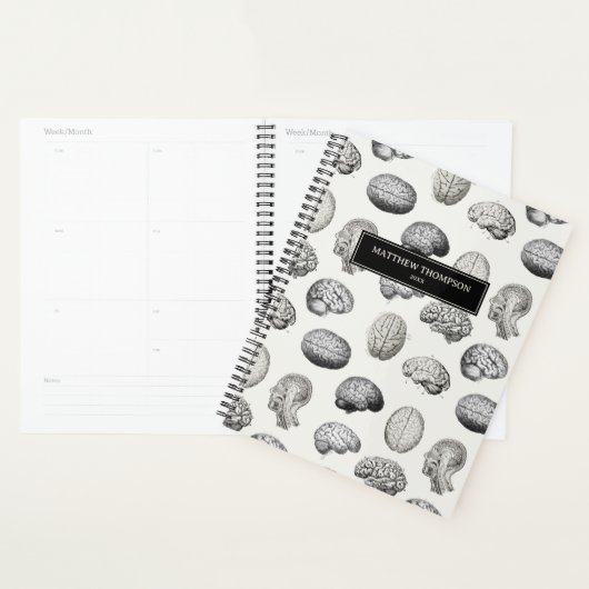 Brain Anatomy Biology Antique Illustrations Planner (Display)