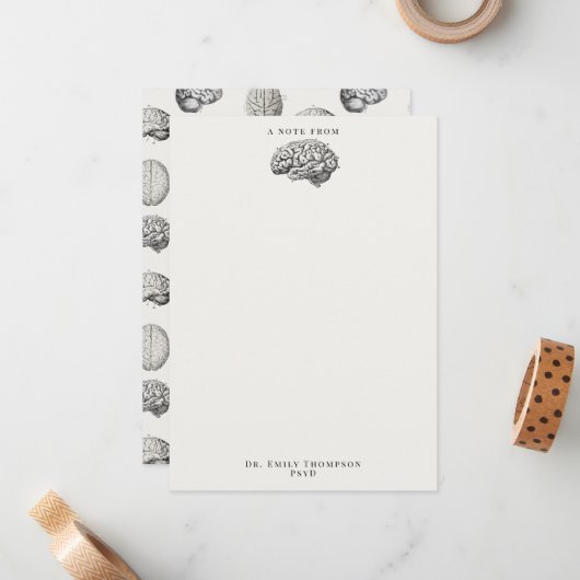 Brain Anatomy Biology Illustrations Psychologist Notitiekaartje (Voorkant / Achterkant in situ)