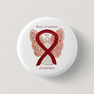 Brain Aneurysm Awareness Angel Ribbon Art Pin Ronde Button 3,2 Cm
