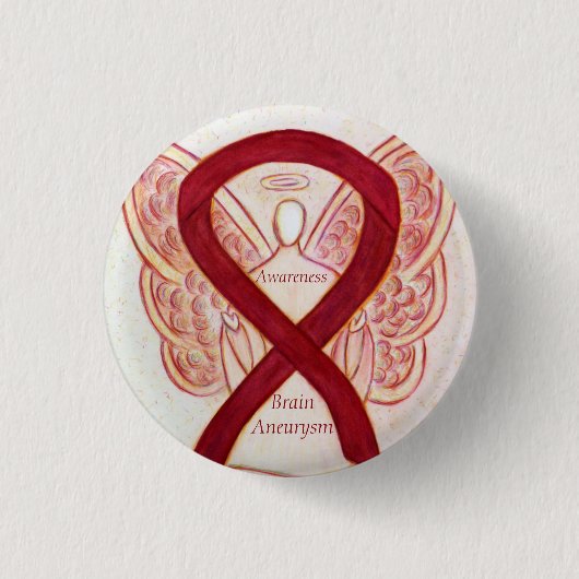 Brain Aneurysm Awareness Angel Ribbon Art Pin Ronde Button 3,2 Cm (Voorkant)