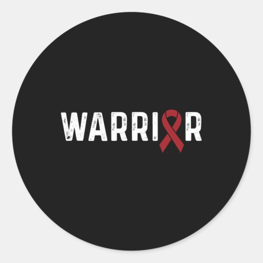 Brain Aneurysm Awareness Burgundy Ribbon Warrior Ronde Sticker (Voorkant)