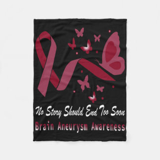 Brain Aneurysm Awareness Butterfly Burgundy Ribbon Fleece Deken