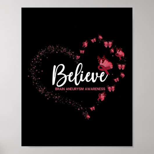 Brain Aneurysm Awareness Butterfly Geloof Poster (Voorkant)