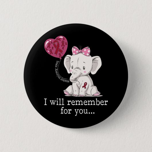 Brain Aneurysm Awareness Elephant Ronde Button 5,7 Cm (Voorkant)