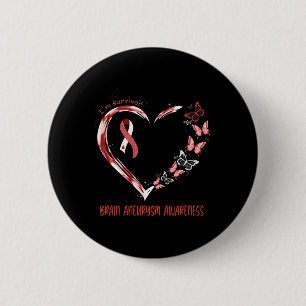 Brain Aneurysm Awareness I m Survivor Heart Ribbon Ronde Button 5,7 Cm