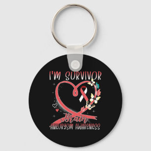 Brain Aneurysm Awareness I m Survivor Heart Ribbon Sleutelhanger