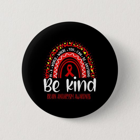 Brain Aneurysm Awareness Leopard Rainbow Kies Ki Ronde Button 5,7 Cm (Voorkant)