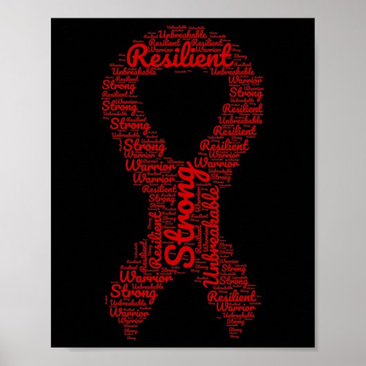 Brain Aneurysm Awareness Maand Lint Met Woorden Poster (Voorkant)