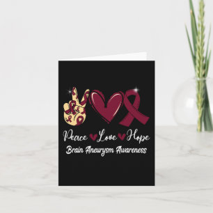 Brain Aneurysm Awareness Peace Love Hope Burgundy Kaart
