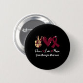 Brain Aneurysm Awareness Peace Love Hope Burgundy Ronde Button 5,7 Cm (Voorkant /achterkant)