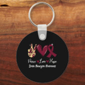 Brain Aneurysm Awareness Peace Love Hope Burgundy Sleutelhanger (Voorkant)