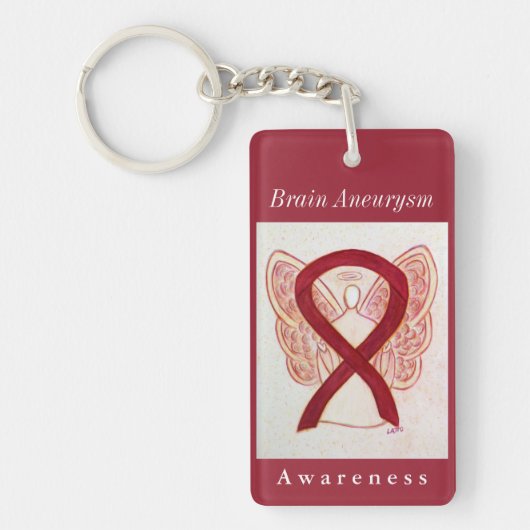 Brain Aneurysm Awareness Ribbon Angel Sleutelhange Sleutelhanger (Voorkant)