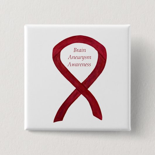 Brain Aneurysm Awareness Ribbon Custom Art Pin Vierkante Button 5,1 Cm (Voorkant)