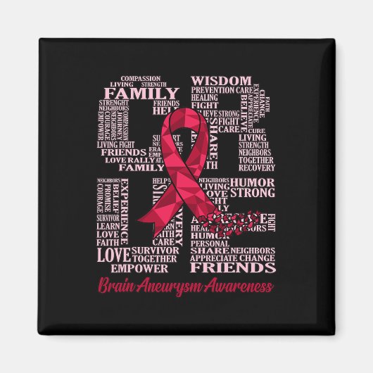 Brain Aneurysm Awareness Ribbon Maand Ondersteunin Magneet (Voorkant)
