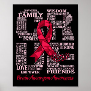 Brain Aneurysm Awareness Ribbon Maand Ondersteunin Poster