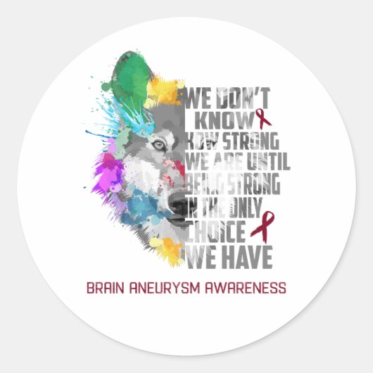 Brain Aneurysm Awareness Ribbon Support Giften Ronde Sticker (Voorkant)