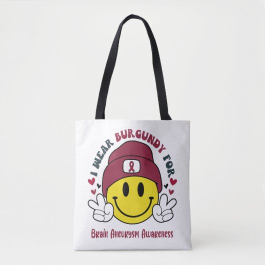 Brain Aneurysm Awareness Ribbon Support Giften Tote Bag (Voorkant)