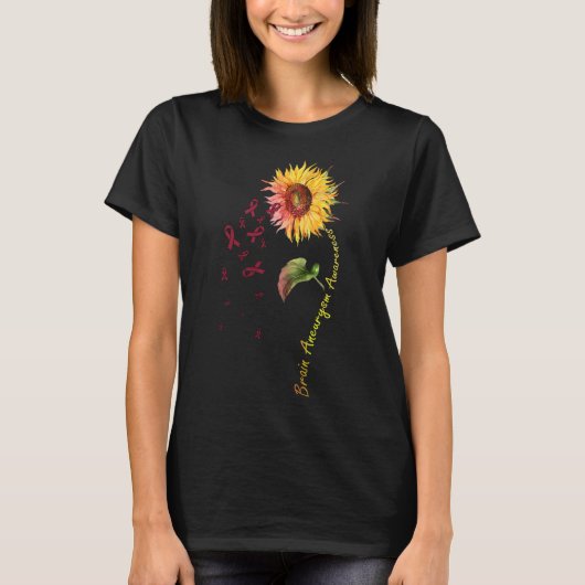 Brain Aneurysm Awareness Sunflower 1  T-shirt (Voorkant)