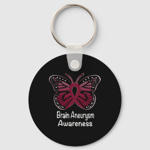 Brain Aneurysm Awareness Warrior Support Burgundy Sleutelhanger