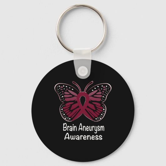 Brain Aneurysm Awareness Warrior Support Burgundy Sleutelhanger (Voorkant)