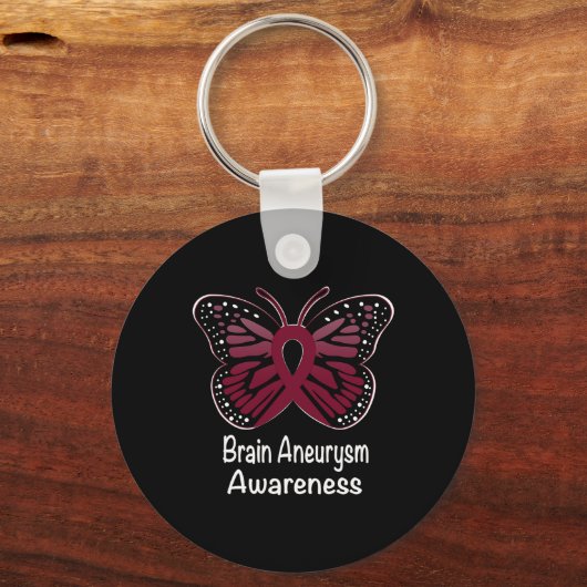 Brain Aneurysm Awareness Warrior Support Burgundy Sleutelhanger (Voorkant)