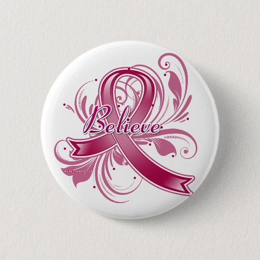 Brain Aneurysm Believe Flourish Ribbon Ronde Button 5,7 Cm (Voorkant)