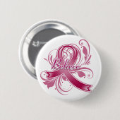 Brain Aneurysm Believe Flourish Ribbon Ronde Button 5,7 Cm (Voorkant /achterkant)