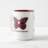 Brain Aneurysm Butterfly Awareness Ribbon Tweekleurige Koffiemok (Voorkant links)