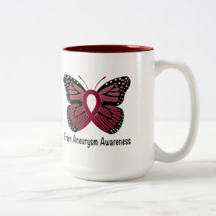 Brain Aneurysm Butterfly Awareness Ribbon Tweekleurige Koffiemok