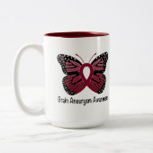 Brain Aneurysm Butterfly Awareness Ribbon Tweekleurige Koffiemok (Links)