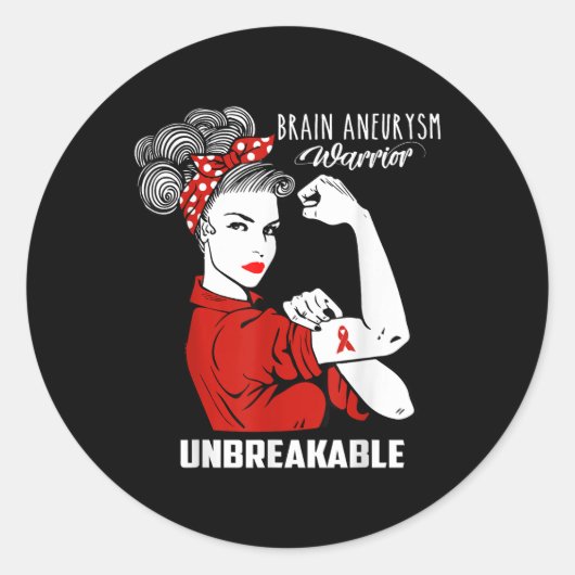 Brain Aneurysm Warrior Onbreekbaar Shirt Ronde Sticker (Voorkant)