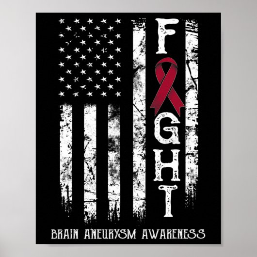 Brain Aneurysm Warrior Us Flag  Poster (Voorkant)