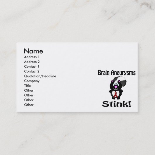 Brain Aneurysms Stink Skunk Awareness Design Visitekaartje (Voorkant)