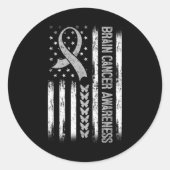 Brain Cancer Awareness American Flag Ronde Sticker (Voorkant)