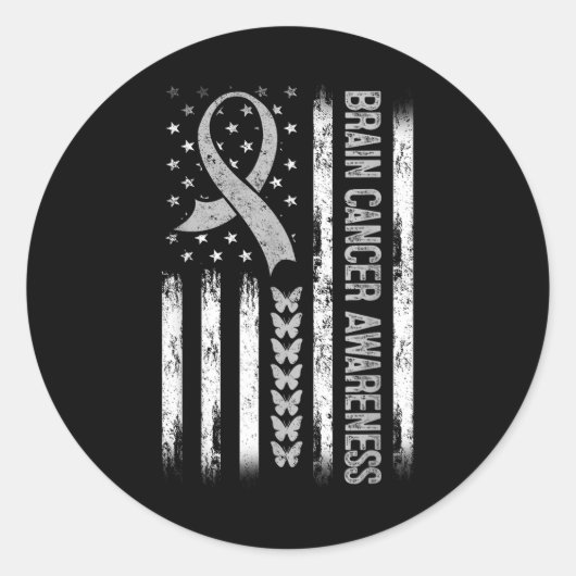 Brain Cancer Awareness American Flag Ronde Sticker (Voorkant)