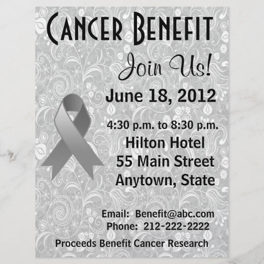 Brain Cancer Awareness Benefit Grey Floral Flyer (Voorkant)