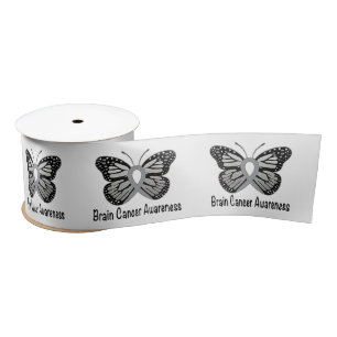 Brain Cancer Awareness Butterfly of Hope 3" Satijnen Lint